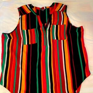 Bright-Striped Sleeveless Harper Blouse